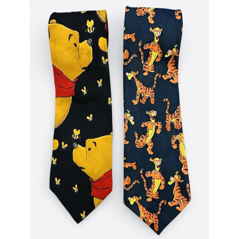 Vintage Lot Of Disney Winnie The Pooh, Black & Tigger Blue Men's Neck Ties